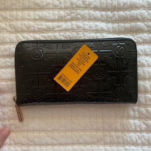Tory Burch Embossed “Lux T” Continental Zip Wallet